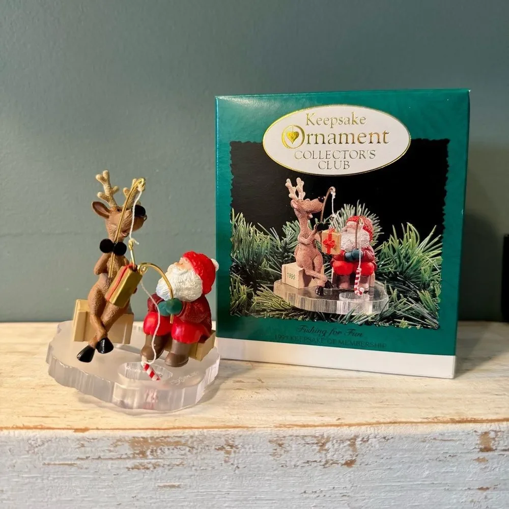 1995 Hallmark Collectors Club Fishing For Fun Clip On Vintage Keepsake Ornament